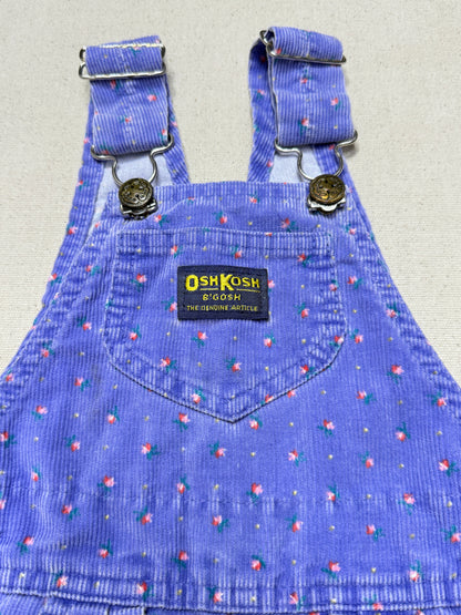 90s Kids Toddler Vintage Oshkosh Bgosh Flower AOP Light Purple Corduroy Overall / 2T 3T / Made in USA