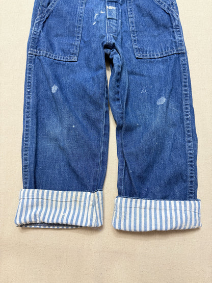 ASIS / 80s Kids Toddler Vintage Oshkosh Bgosh Stripe Pattern Denim Overall / 3T 4T / Made in USA