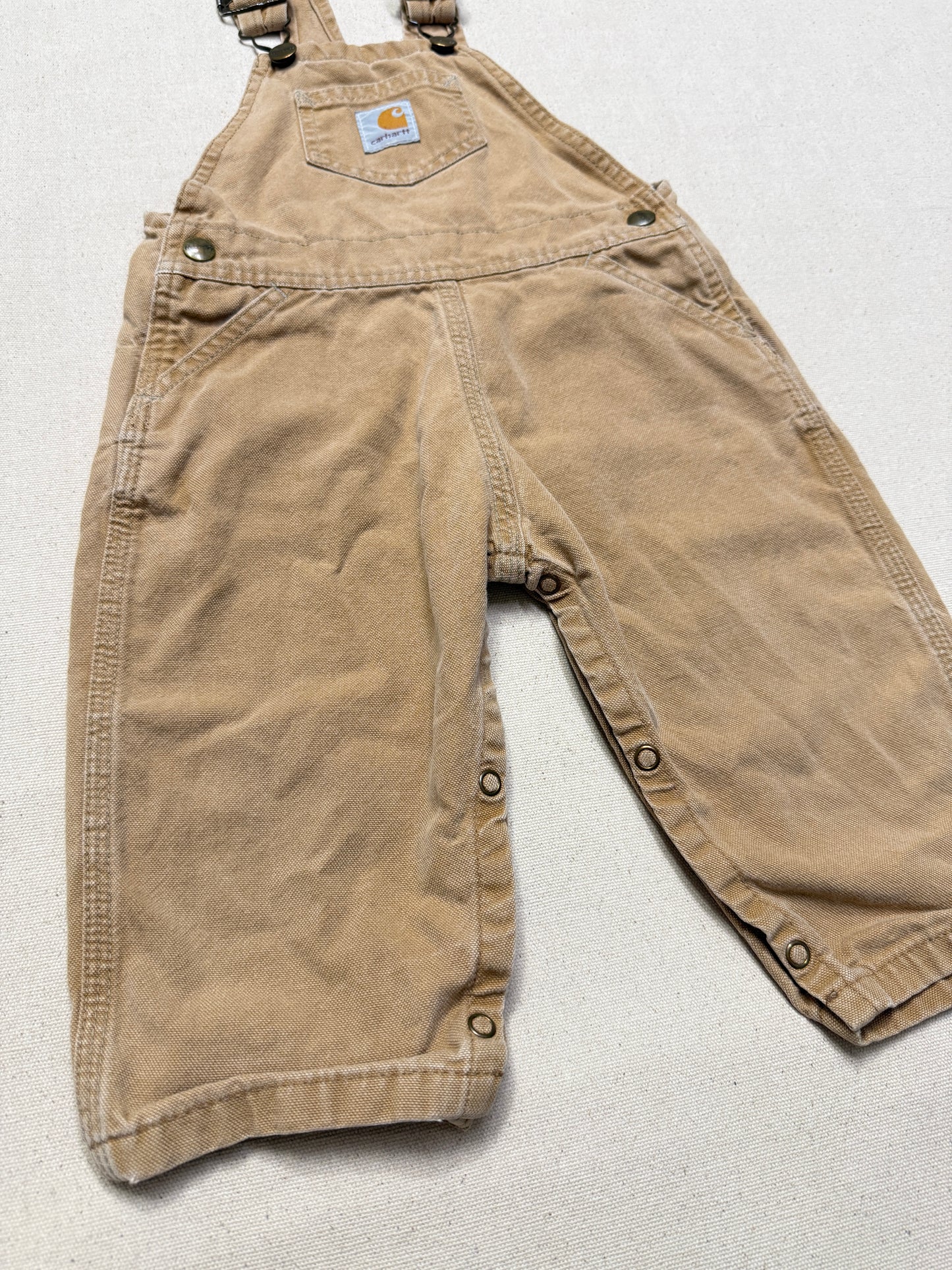 90s 2000 Kids Infant Vintage Carhartt Canvas Bib Light Brown Overall / 12m 18m 24m