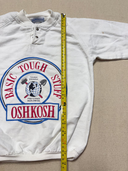 80s 90s Kids Toddler Vintage Oshkosh Bgosh Cool Print White Cotton Raglansleeve Longsleeve Top / 4T 5T / Made in USA