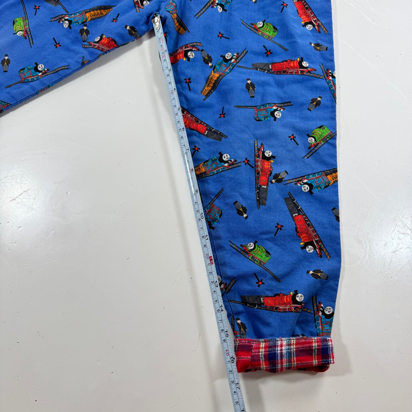 1996 90s Kids Toddler Vintage Thomas The Tank Engine & Friends Plaid Lined Pant AOP Trains Reversible 4Y 5Y Made in USA