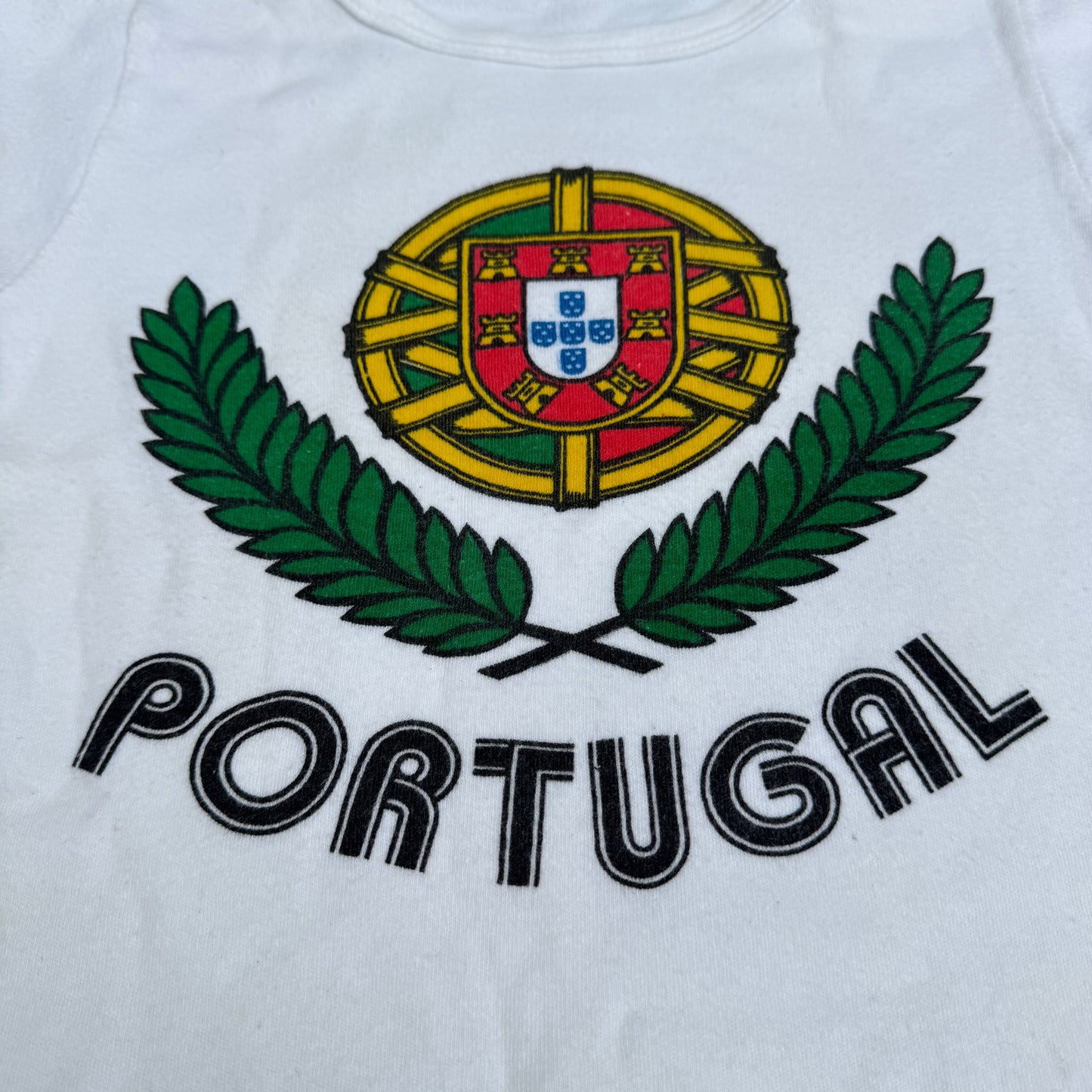 70s Kids Toddler Vintage Portugal Coat of Arms Print Souvenir Short Sleeve 100% Cotton T-Shirt 6Y Made in Portugal