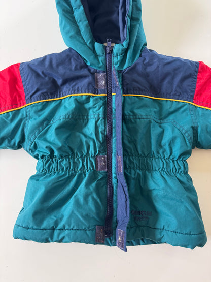 200s Kids Toddler Infant Vintage Baby B’Gosh Oshkosh Thick Multicolour Zip Hooded Jacket//12m/18m