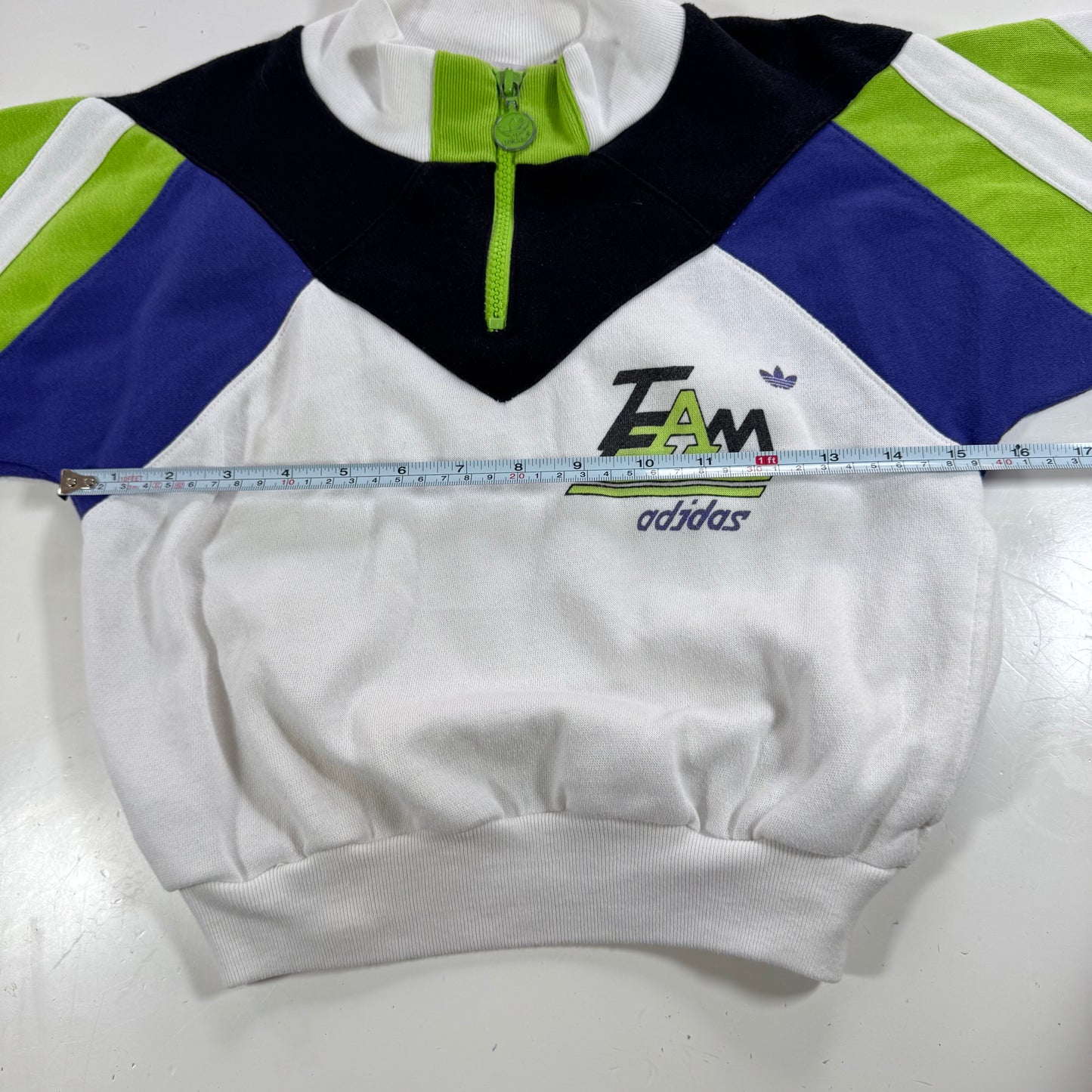80s Kids Toddler Vintage Team Adidas Half Zip White Sweatshirt S 4Y 5Y