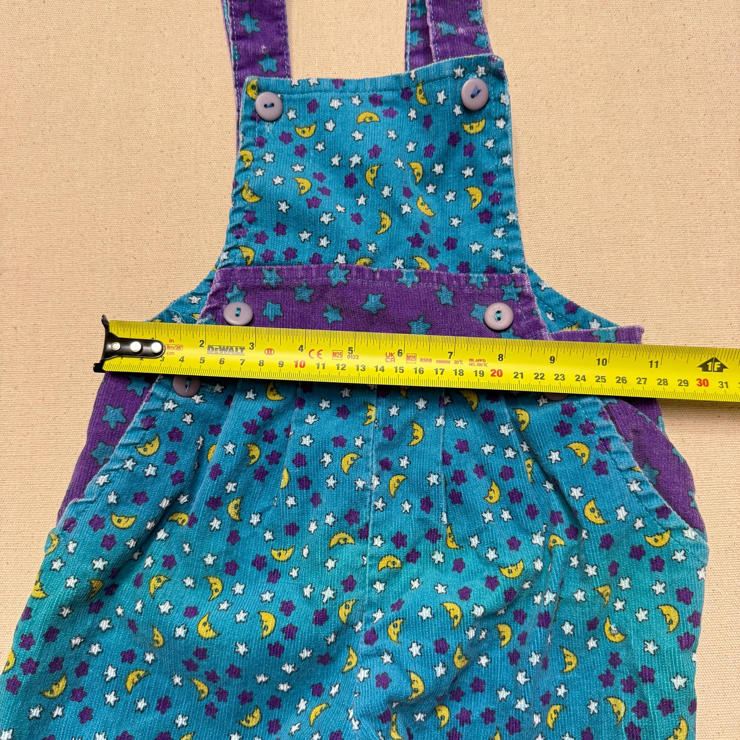 90s Kids Toddler Vintage Star Moon AOP Longsleeve Tshirt & Corduroy Overall 2pc Set / 24m 2T 3T