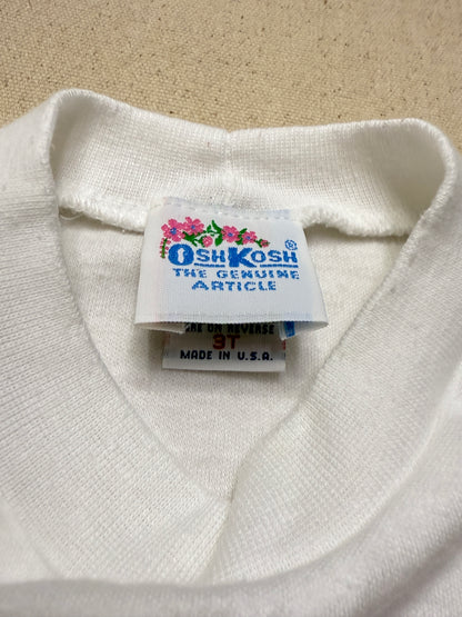 90s Kids Toddler Vintage Oshkosh Bgosh "A is for Apple" Longsleeve  Puffsleeve Top / 2T 3T / Made in USA