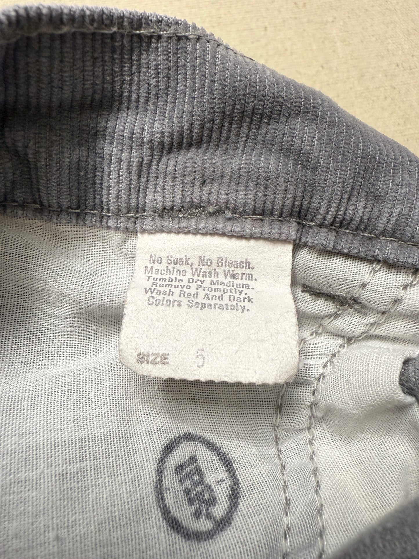 80s Kids Toddler Vintage Oshkosh Bgosh Gray Corduroy Pants / 4T 5T / Made in USA
