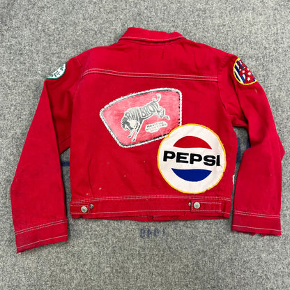 Vintage Youth 80’s Red Denim Jacket With Patches