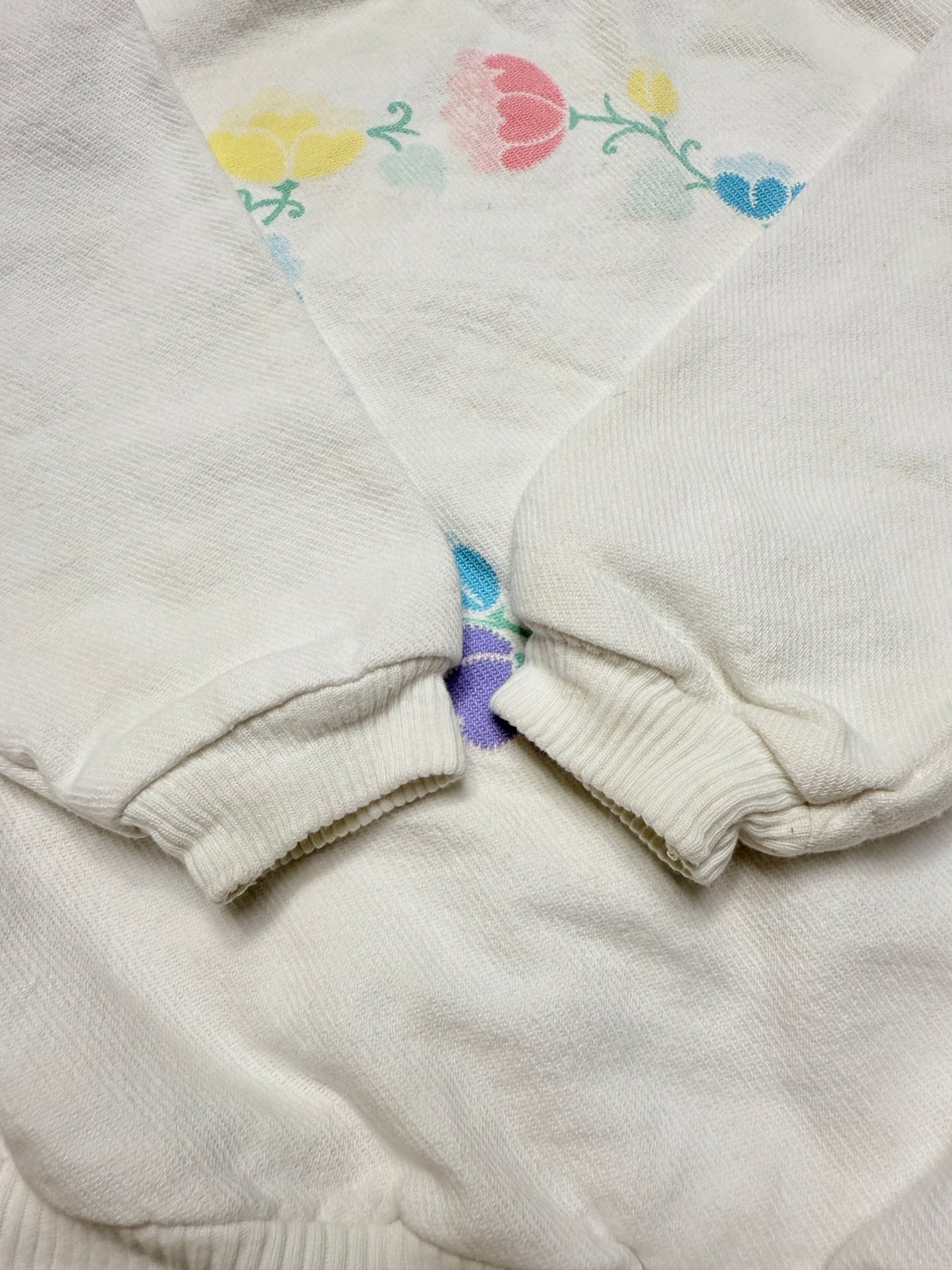 80s 90s Kids Toddler Vintage Oshkosh Bgosh Flawer Print White Longsleeve Cotton Top / 2T 3T / Made in USA