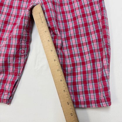 90s Kids Toddler Infant Vintage Baby B’Gosh Oshkosh 2 Piece Set Plaid Overall With Matching White Ruffle Long Sleeve /2T / Made in USA