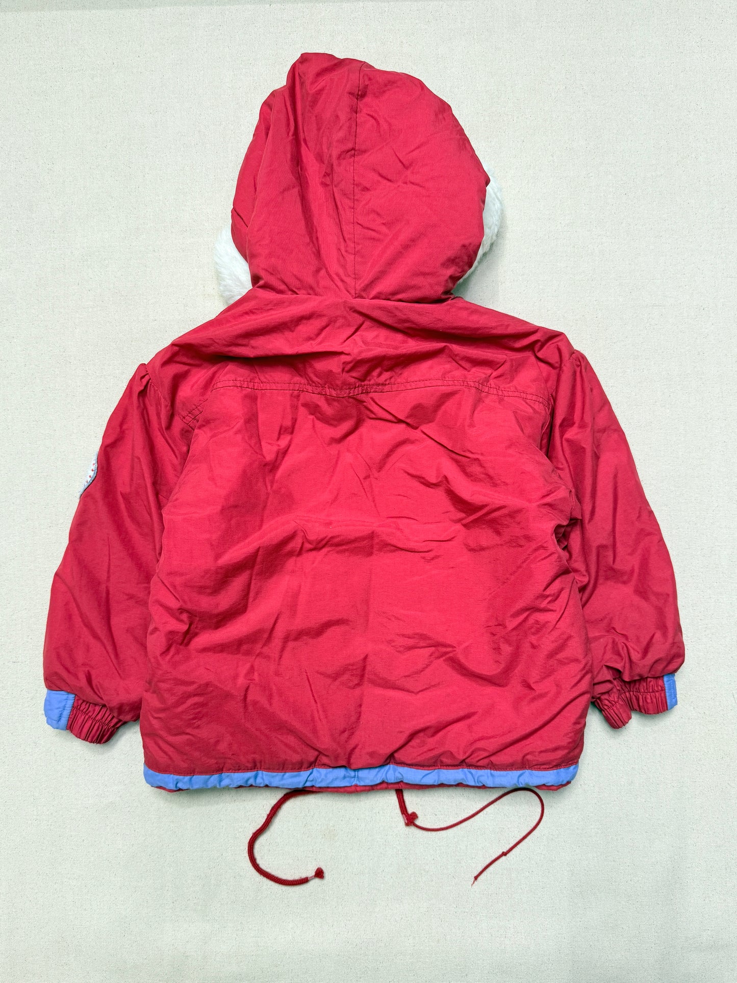 90s 2000' Kids Toddler Vintage Oshkosh Bgosh Heart Buttons Removable Hood Boa Down Jacket / 4T 5T 6y