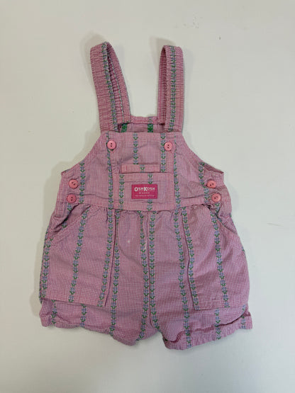 ASIS / 90s Kids Toddler Vintage Oshkosh Bgosh Froral Stripe Pattern Pink Shortall / 2T 3T