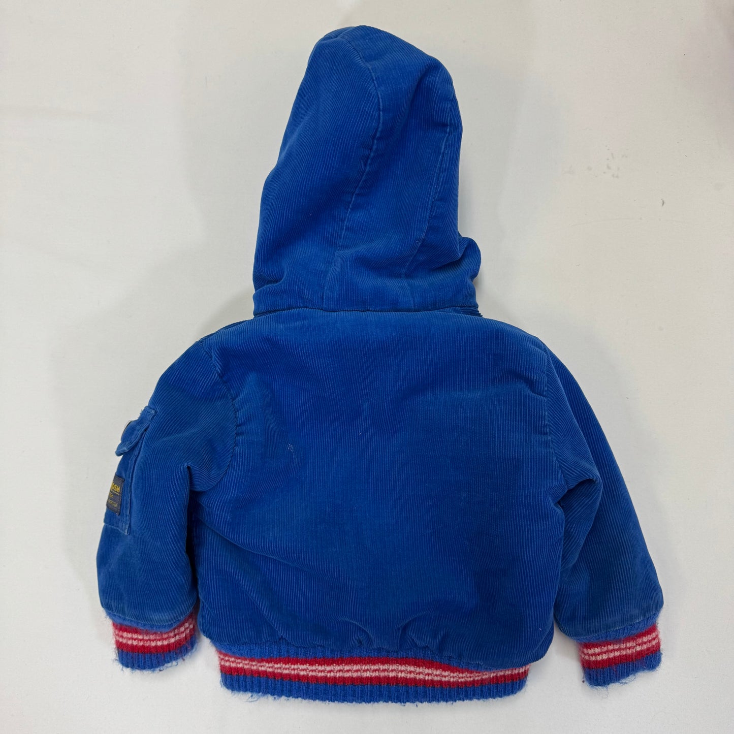 90s Kids Toddler Oshkosh B’Gosh Royal Blue Corduroy Zip Lined Jacket With Hood 24m/ Made in USA