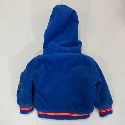 90s Kids Toddler Oshkosh B’Gosh Royal Blue Corduroy Zip Lined Jacket With Hood 24m/ Made in USA