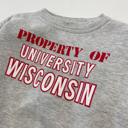 60’s Kids Vintage Property of University Wisconsin JOE BRENNER W Sided Print Sweatshirt / 5y-7y / Cotton Polyester / Made in USA