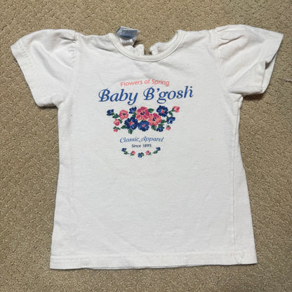 90s Kids Toddler Vintage Baby B’Gosh Oshkosh Floral All Over Print Pant White Tshirt 2pc Set / 24m 2T/ Made in USA Baby