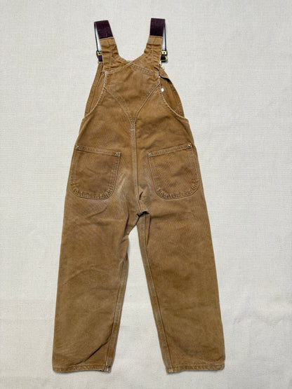 90s/2000 Kids Toddler Vintage Carhartt Canvas Double Knee Bib Light Brown Overall / 4T 5T 6y