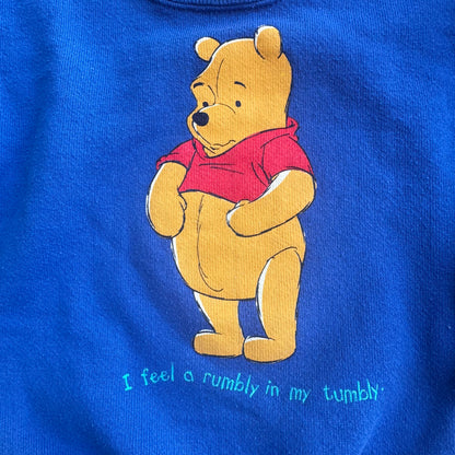 Kids Vintage Disney Winnie The Pooh “ I Feel A Rumbly In My Tummy” Blue Pullover Sweatshirt 3Y 4Y