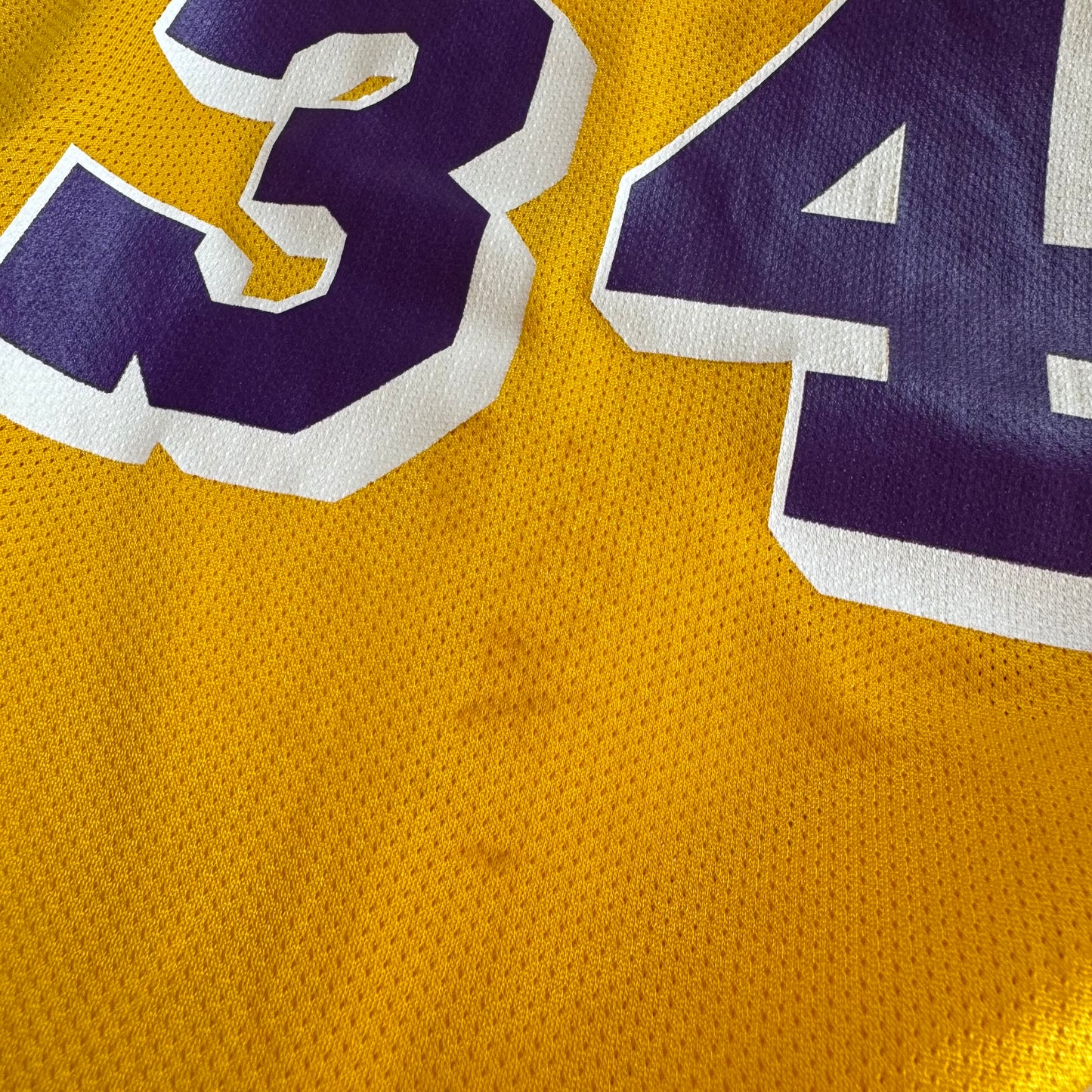 90s VTG Kids Champion Lakers #34 O’Neal Yellow Basketball Jersey S(6-8Y)