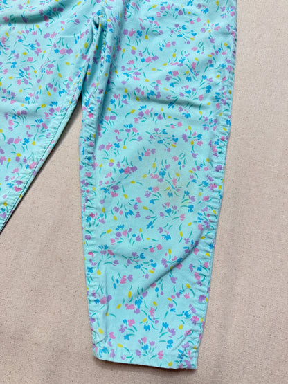 90s Kids Vintage Oshkosh Bgosh Flower AOP Mint Green Cross Front Lightweight Overall / 4T 5T 6y / Made in USA