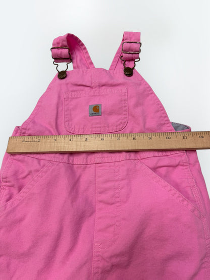 Kids Toddler Pink Carhartt 100% Cotton Plaid Fleece Lined Overall 3T