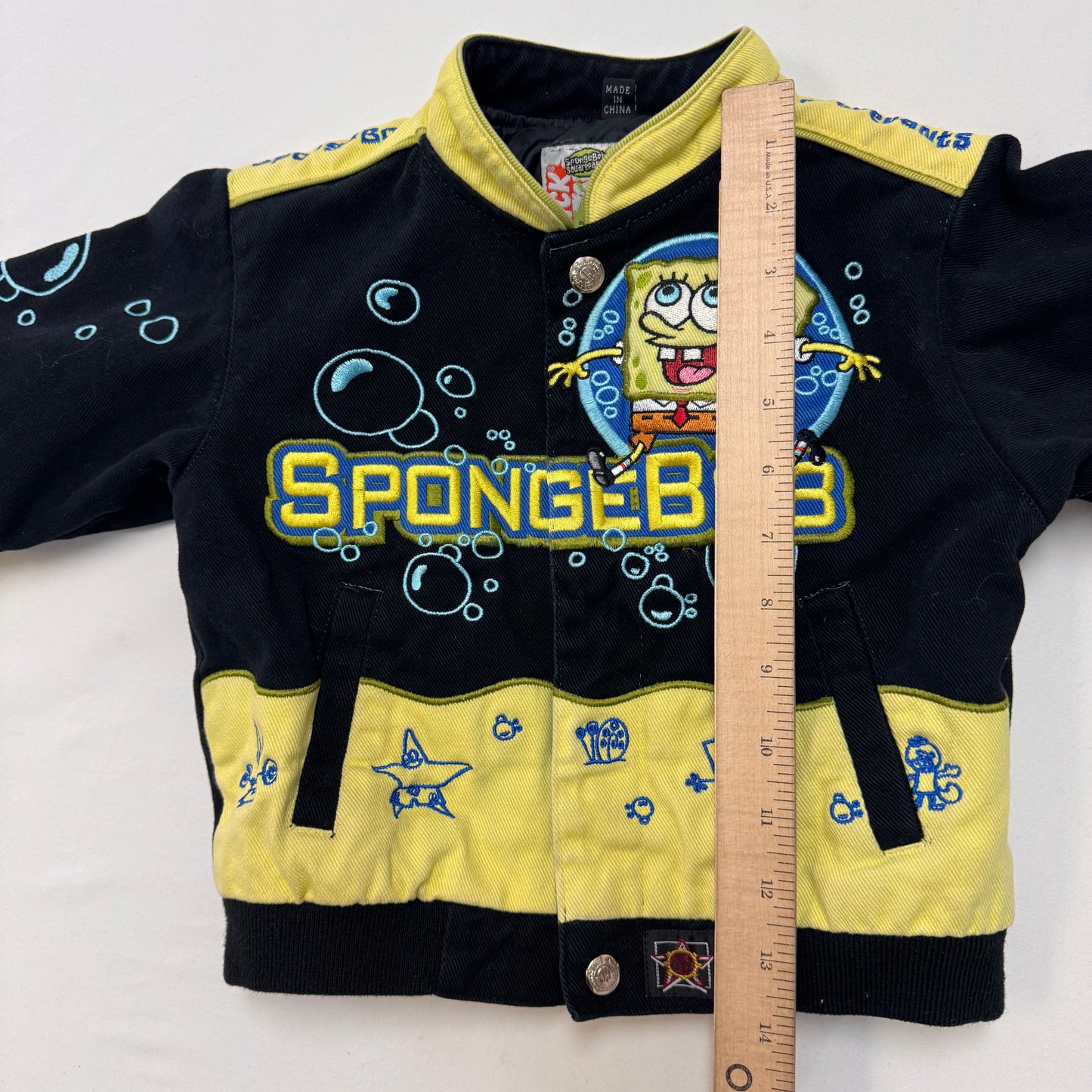 Kids Toddler Vintage SpongeBob Hydrodynamically Designed Racing Snap Jacket 2Y 3Y 4Y