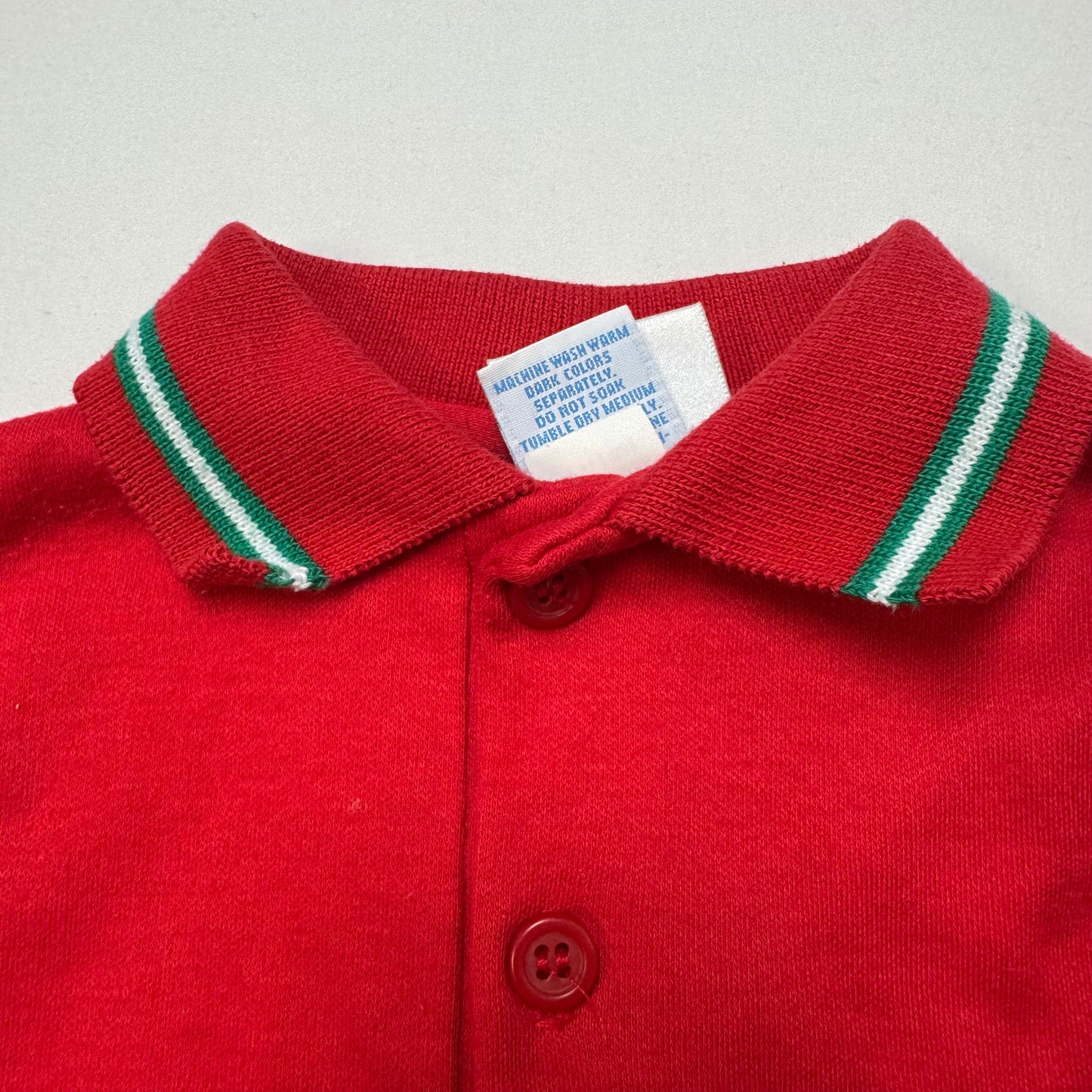 90s Kids Toddler Infant Vintage Baby B’Gosh Oshkosh Red Long Sleeve Holiday Print Sleeves //18m / Made in USA