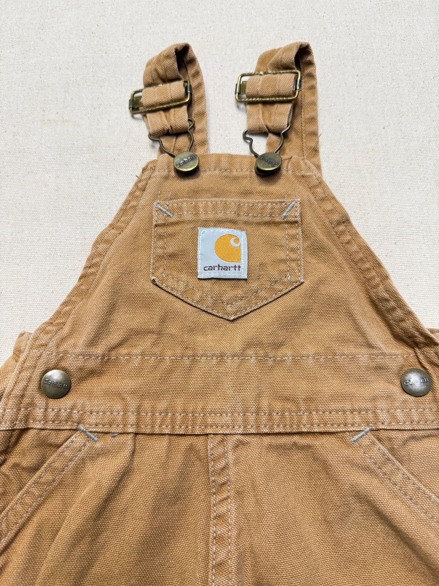 2002 Kids Infant Baby Vintage Carhartt Canvas Bib Light Brown Overall / 6m 9m 12m