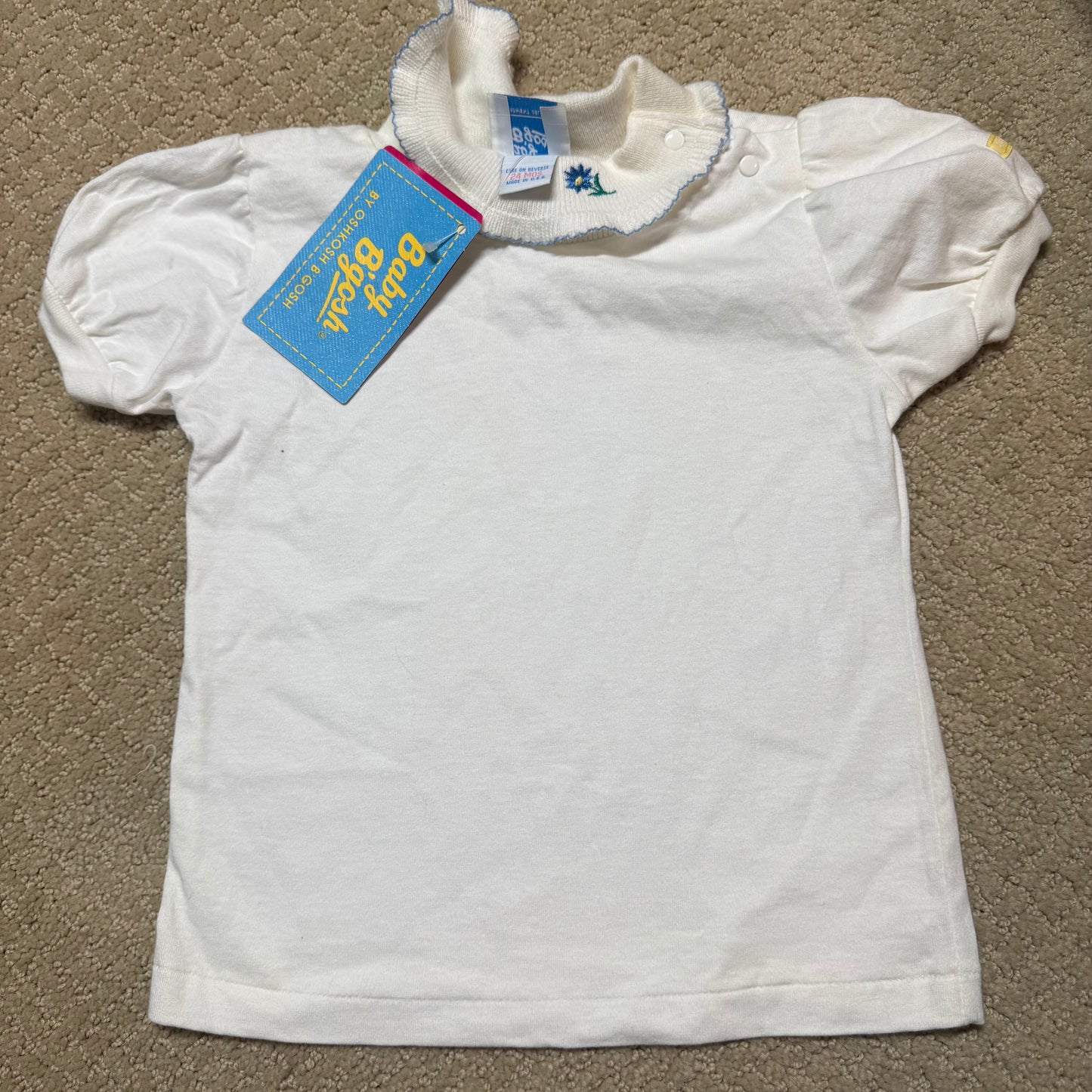 90s Kids Toddler Infant Vintage Baby B’Gosh Oshkosh 2 Piece Set Navy White Star Pattern Overall White T-shirt/ 3m 6m 24m/ Made in USA