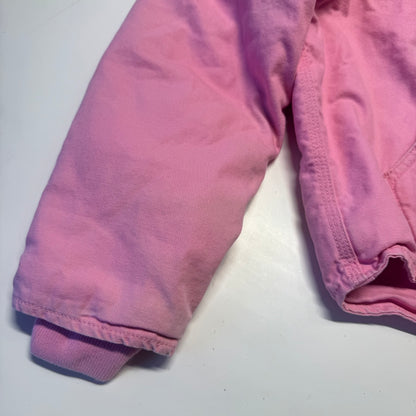 2000s Kids Vintage Pink Carhartt Zip Hooded Fleece Lined Jacket S 7Y 8Y