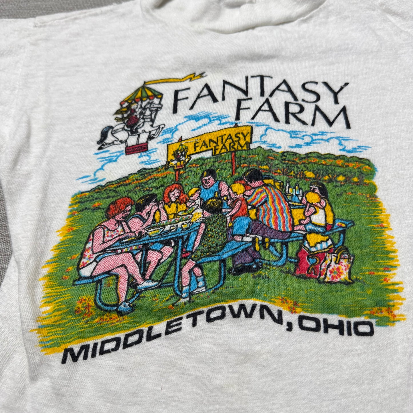 60s Kids Vintage Fantasy Farm Middletown Ohio Souvenir Single Stitch Short Sleeve 100% Cotton T-Shirt Baby Tee
