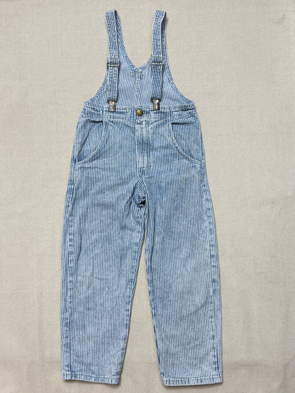 80s 90s Kids Vintage Oshkosh Bgosh Hickory Stripe Suspender Unique Design Slim Straight Overall / 4T 5T / Made in USA