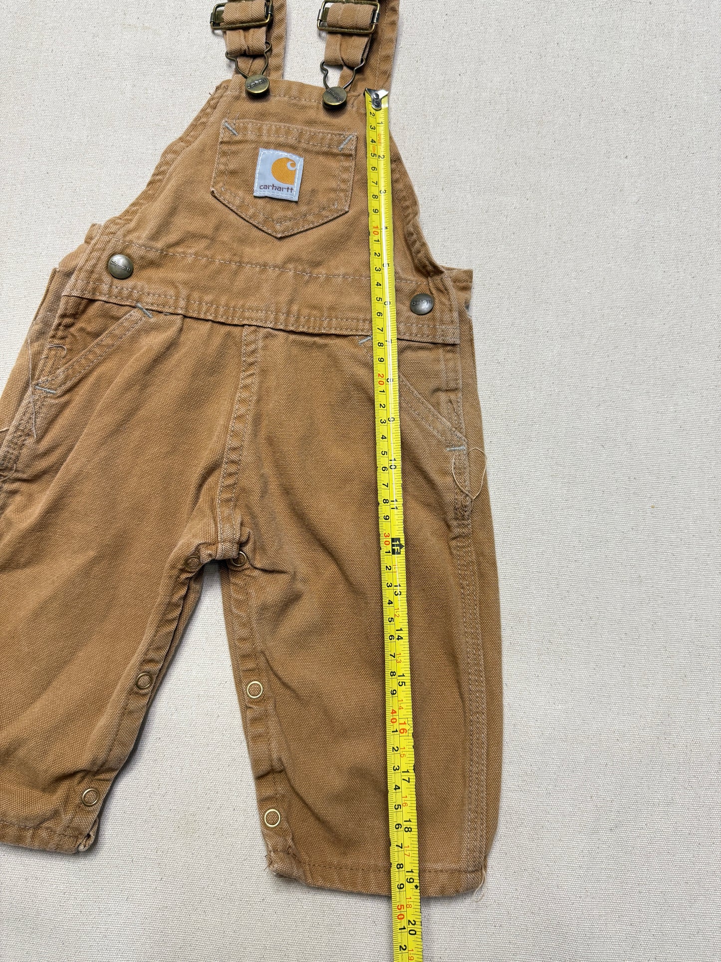 2002 Kids Infant Baby Vintage Carhartt Canvas Bib Light Brown Overall / 6m 9m 12m