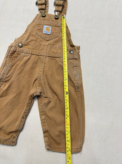 2002 Kids Infant Baby Vintage Carhartt Canvas Bib Light Brown Overall / 6m 9m 12m