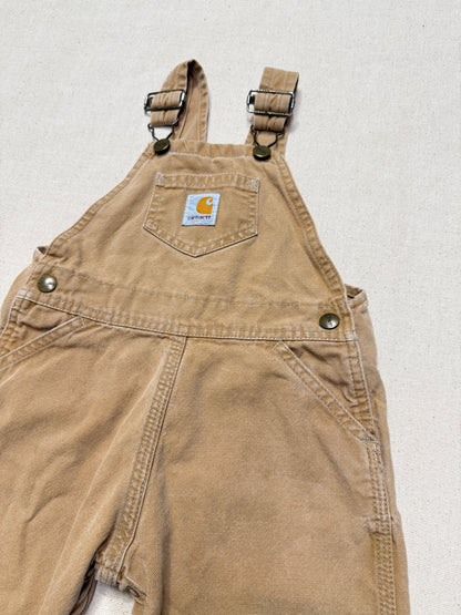 90s 2000 Kids Infant Vintage Carhartt Canvas Bib Light Brown Overall / 12m 18m 24m