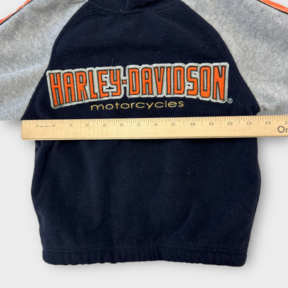 Kids Toddler Harley Davidson Motorcycles Navy Fleece Pullover Hood With Gray and Orange Stripe 3T 4T