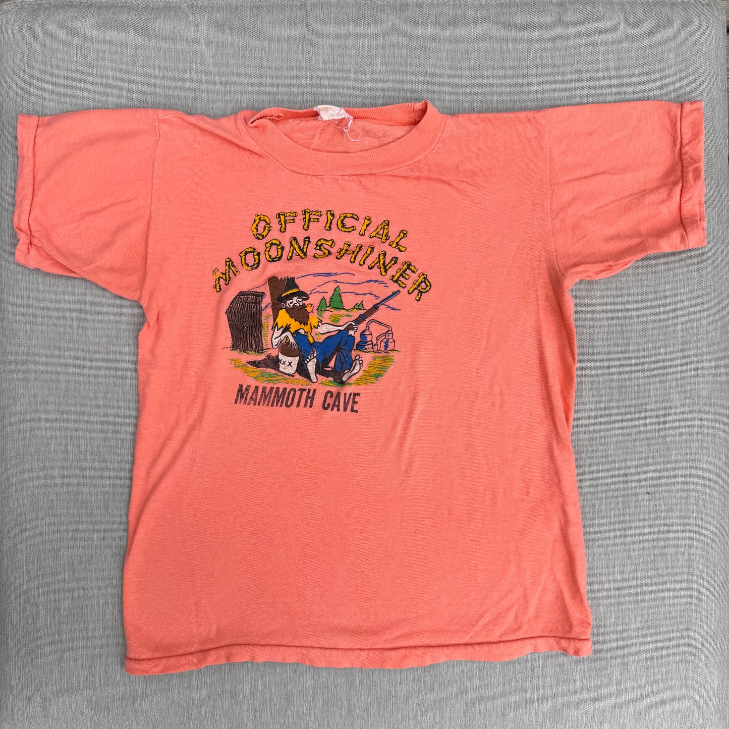 60s Kids Vintage Official Moonshiner Mammoth Cave Souvenir Short Single Short Sleeve T-Shirt S 8Y 9Y 10Y XS Adult