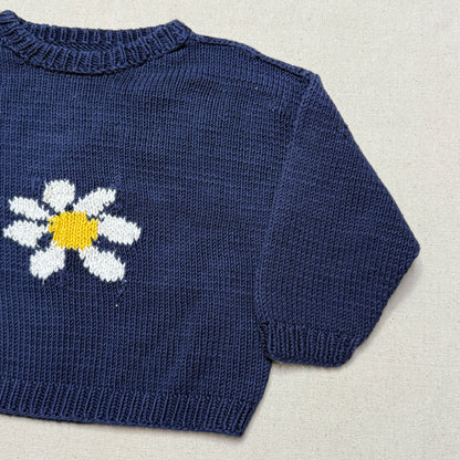 80s 90 Kids Toddler Vintage Flower Embroidered Simple Design Cotton Knit Sweater / 3T 4T 5T