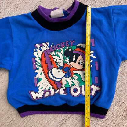 Baby Vintage Disney Mickey Mouse Blue Sweatshirt Wipe Out 12m 1Y 18m Made in USA