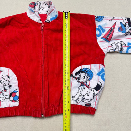 90s Kids Vintage Handmade Dalmatian Loose Fit Overall & Corduroy Zip Up Jacket 2pc Set / 4T 5T