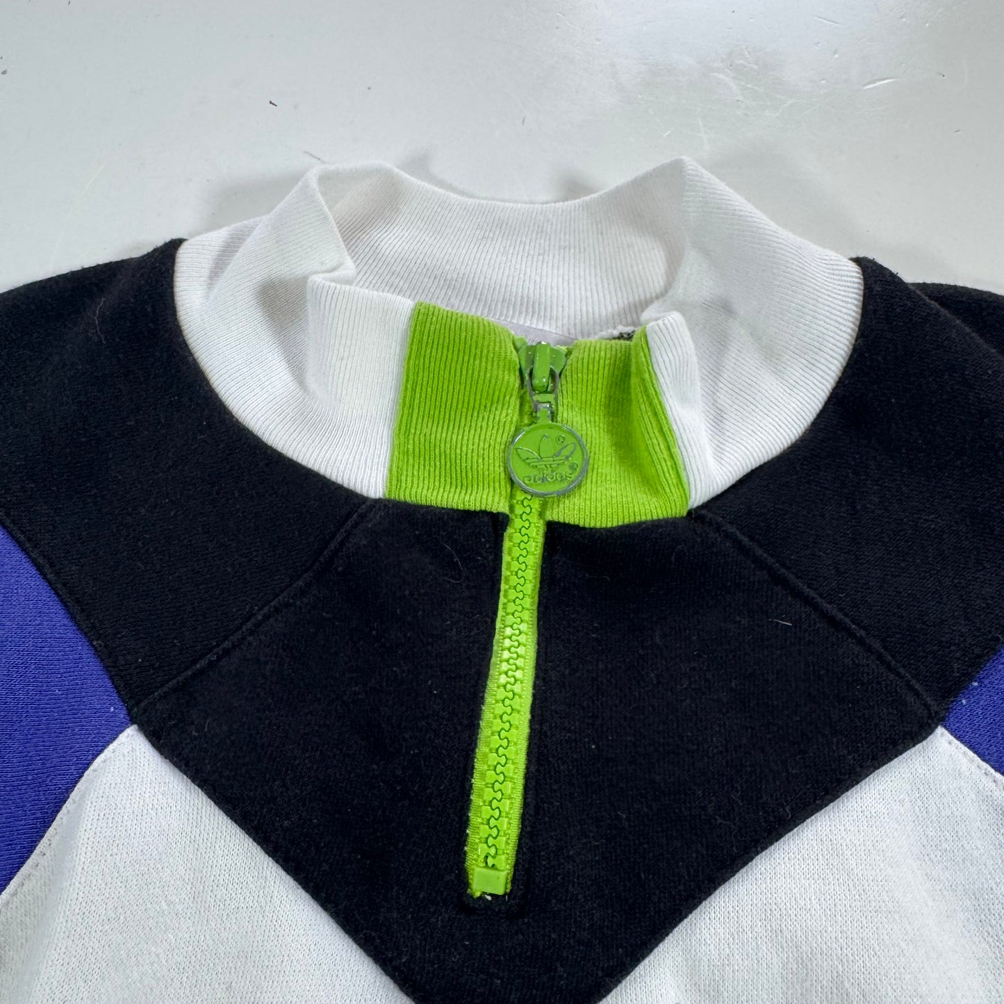 80s Kids Toddler Vintage Team Adidas Half Zip White Sweatshirt S 4Y 5Y