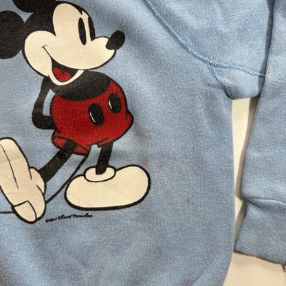 80s Kids Vintage Disney Mickey Mouse Light Blue Pullover Crew Sweatshirt M 6Y 7Y 8Y Made in USA