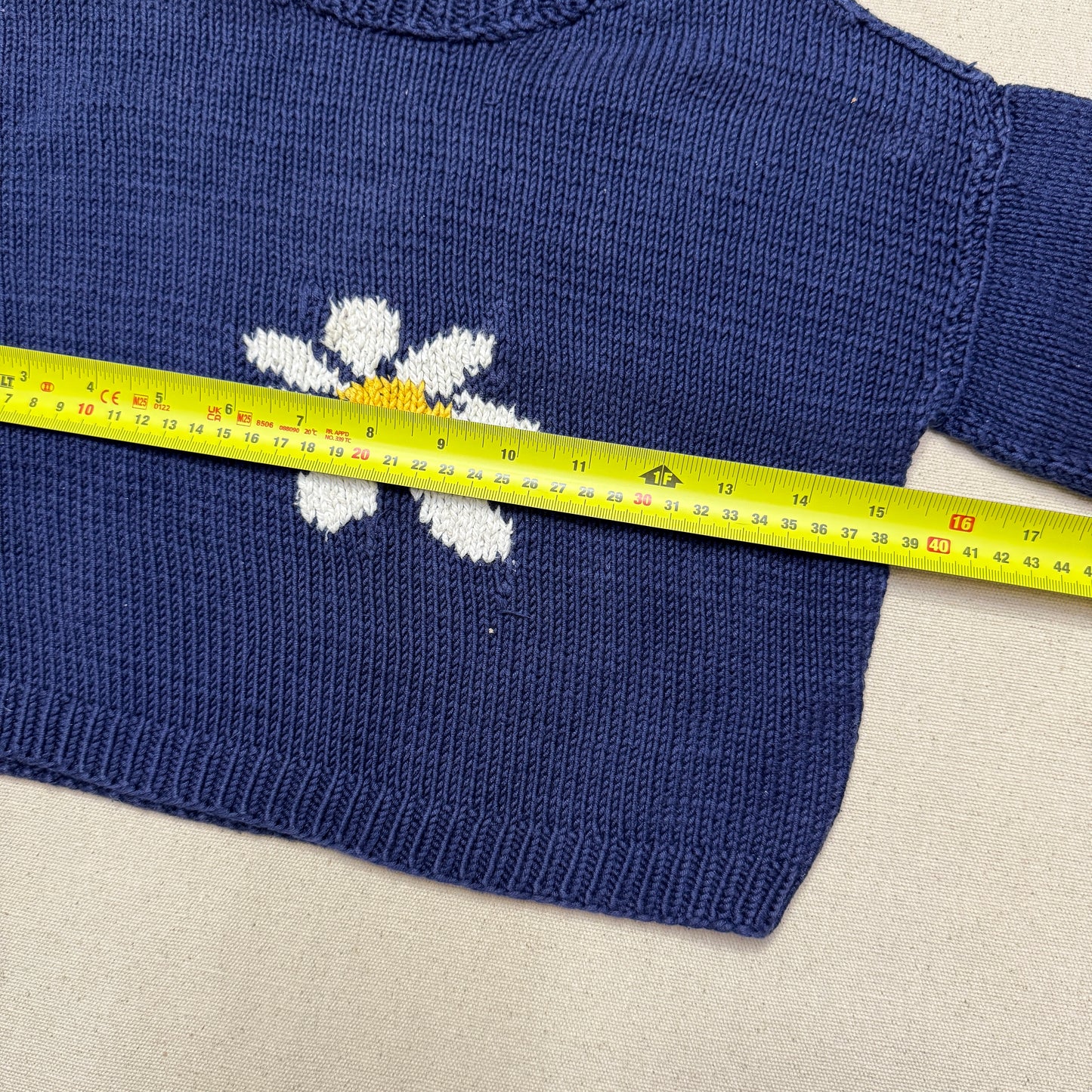 80s 90 Kids Toddler Vintage Flower Embroidered Simple Design Cotton Knit Sweater / 3T 4T 5T