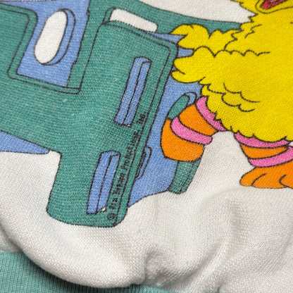 80s Kids Infant Vintage Sesame Street Big Bird Star Pattern Raglan Sleeve Sweatshirt / 6m 9m 12m