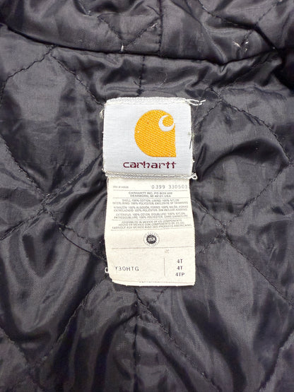 1999 90s Kids Toddler Vintage Carhartt Dark Green Quilted Lined Hooded Active Jacket / 2T 3T 4T