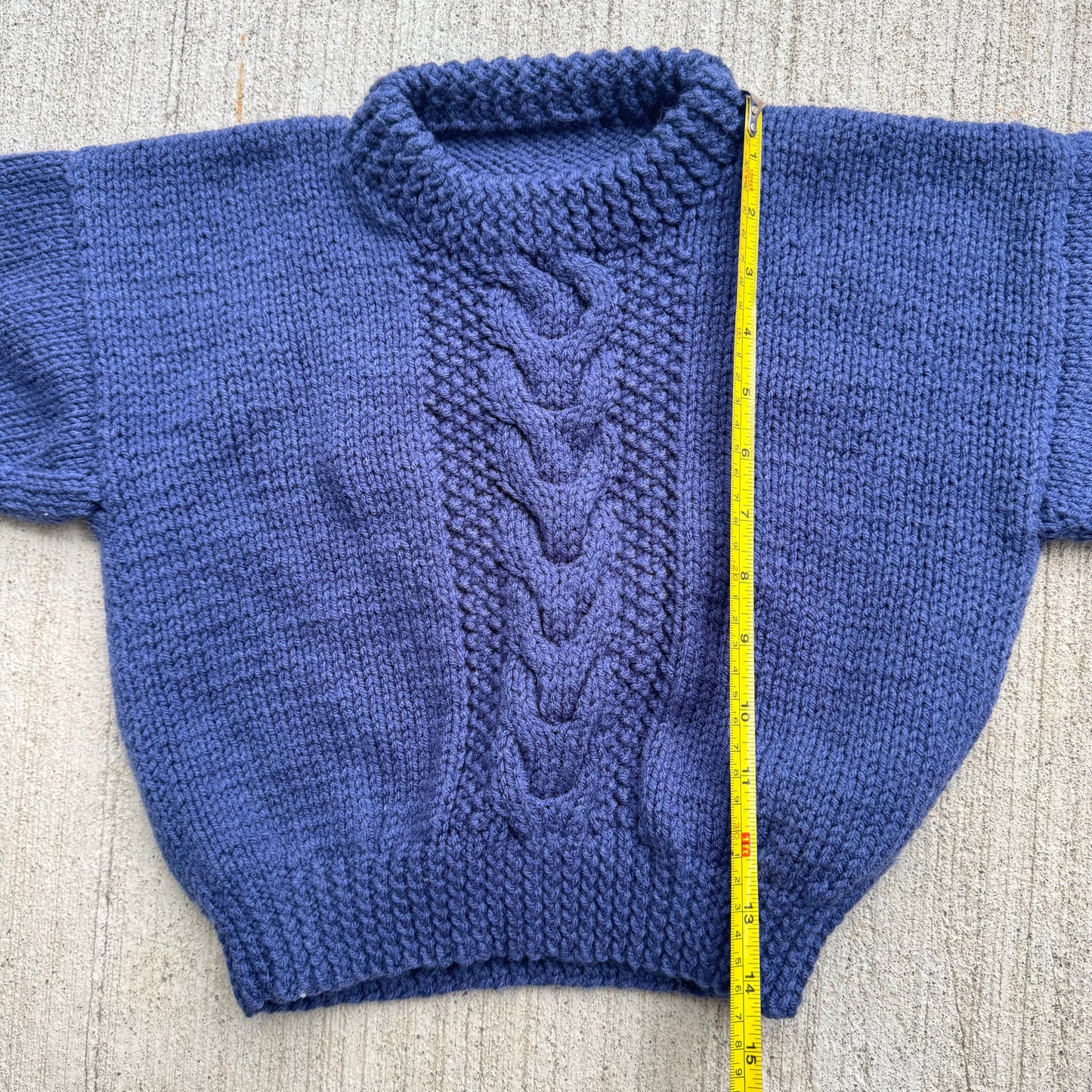 Kids Vintage Navy Dark Blue Hand Knit Pullover Sweater 4Y 5Y 6Y