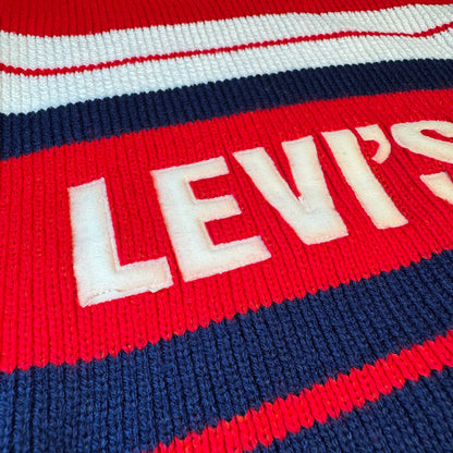Vintage Kids Levi’s Striped Red White Navy Knit Pullover Sweater 4Y 5Y 6Y