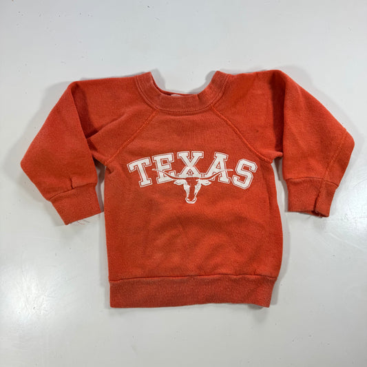 60s 70s Kids Baby Vintage Texas Orange Crew Pullover Sweatshirt 12m 18m