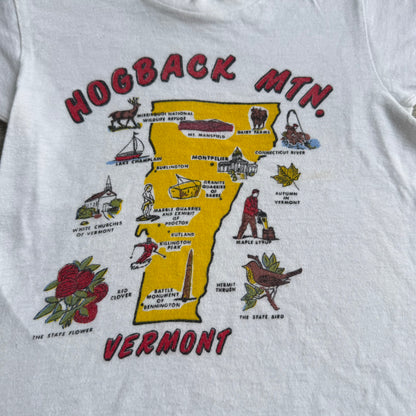 60s Kids Toddler Vintage Fruit of the Loom Hogback Mountain Vermont Souvenir White Single Stitch Short Sleeve T-Shirt 6Y