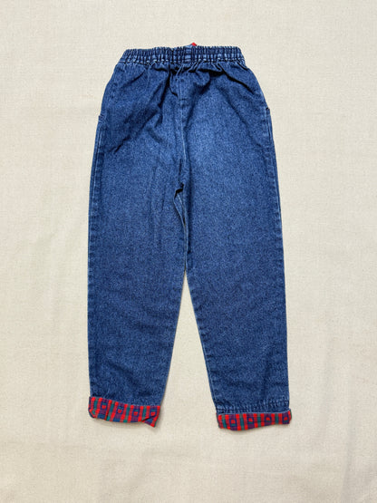 90s Kids Toddler Vintage Oshkosh Bgosh Apple Pattern Denim Pants / 4T 5T / Made in USA